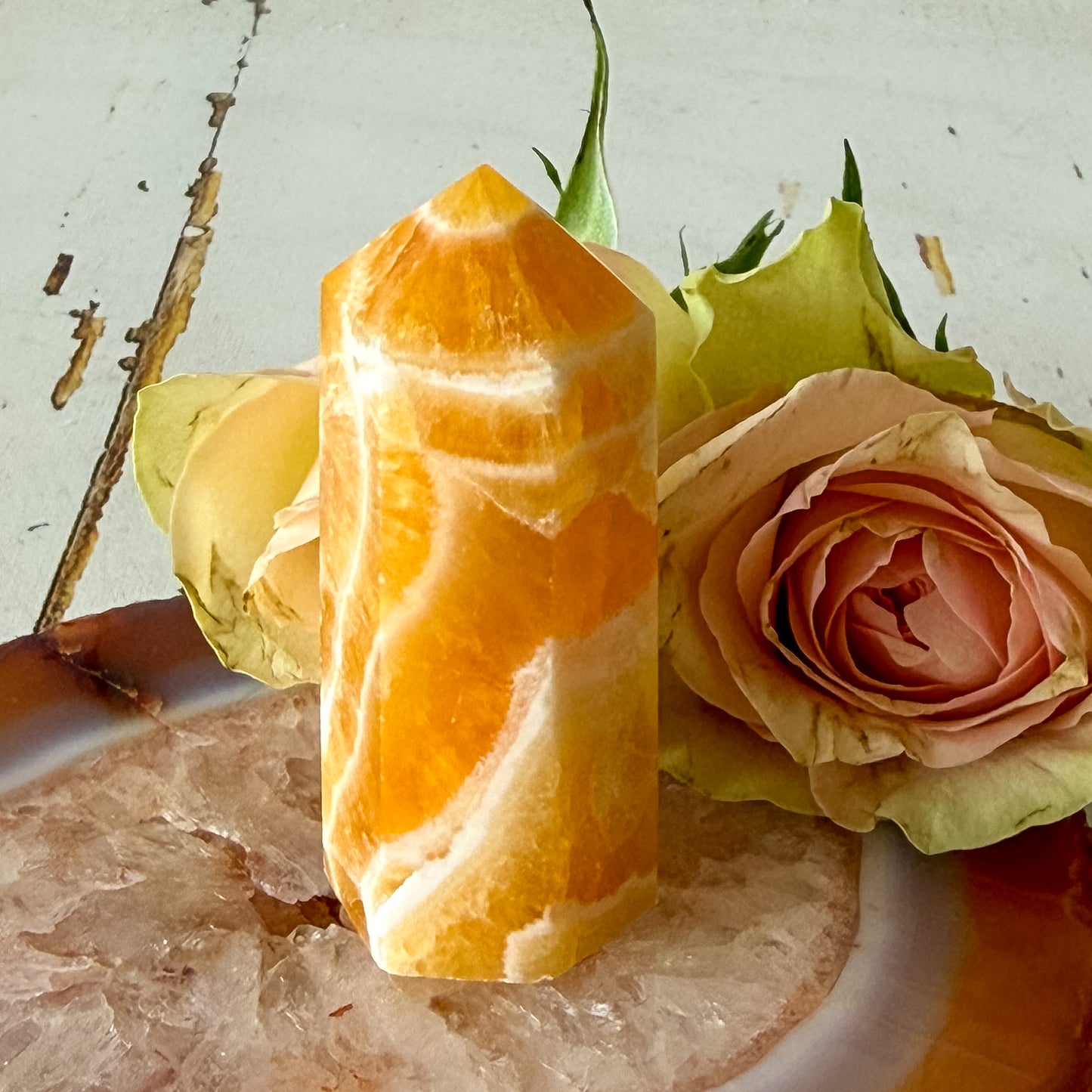 Orange Calcite Tower #1335-Happily Zen