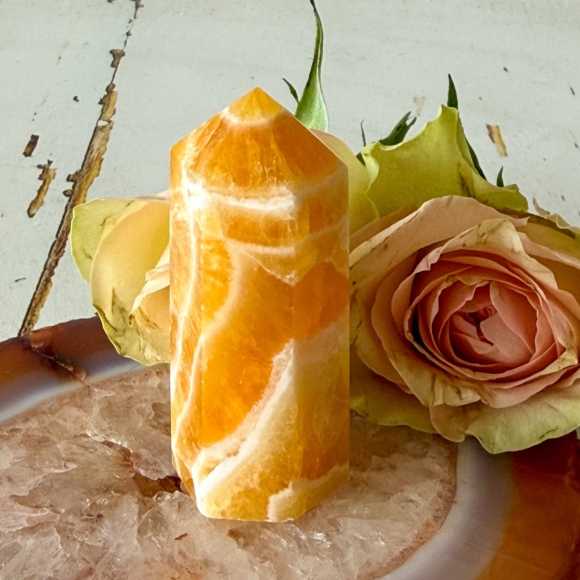 Orange Calcite Tower #1335-Happily Zen