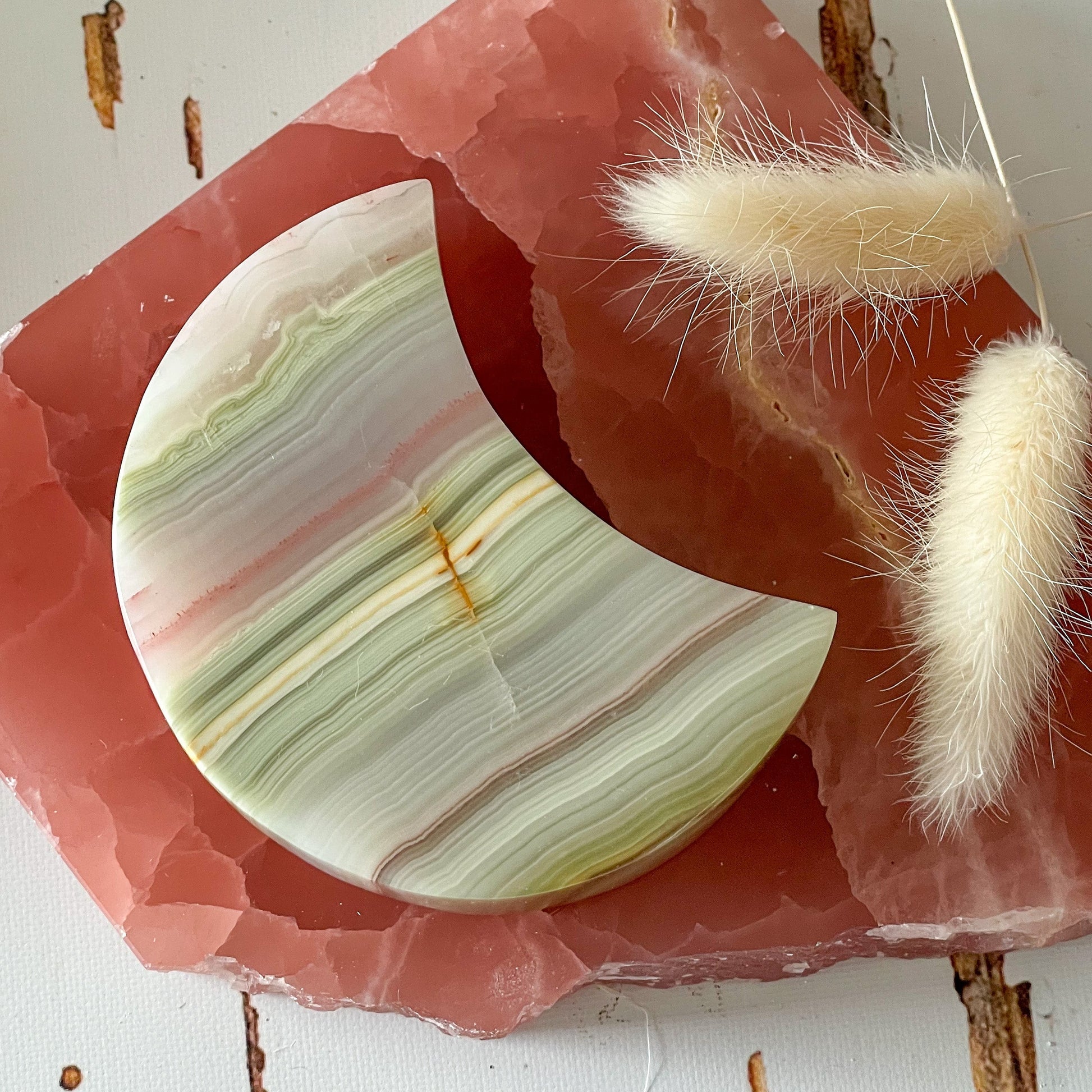Pink Banded Onyx Moon #338-Happily Zen