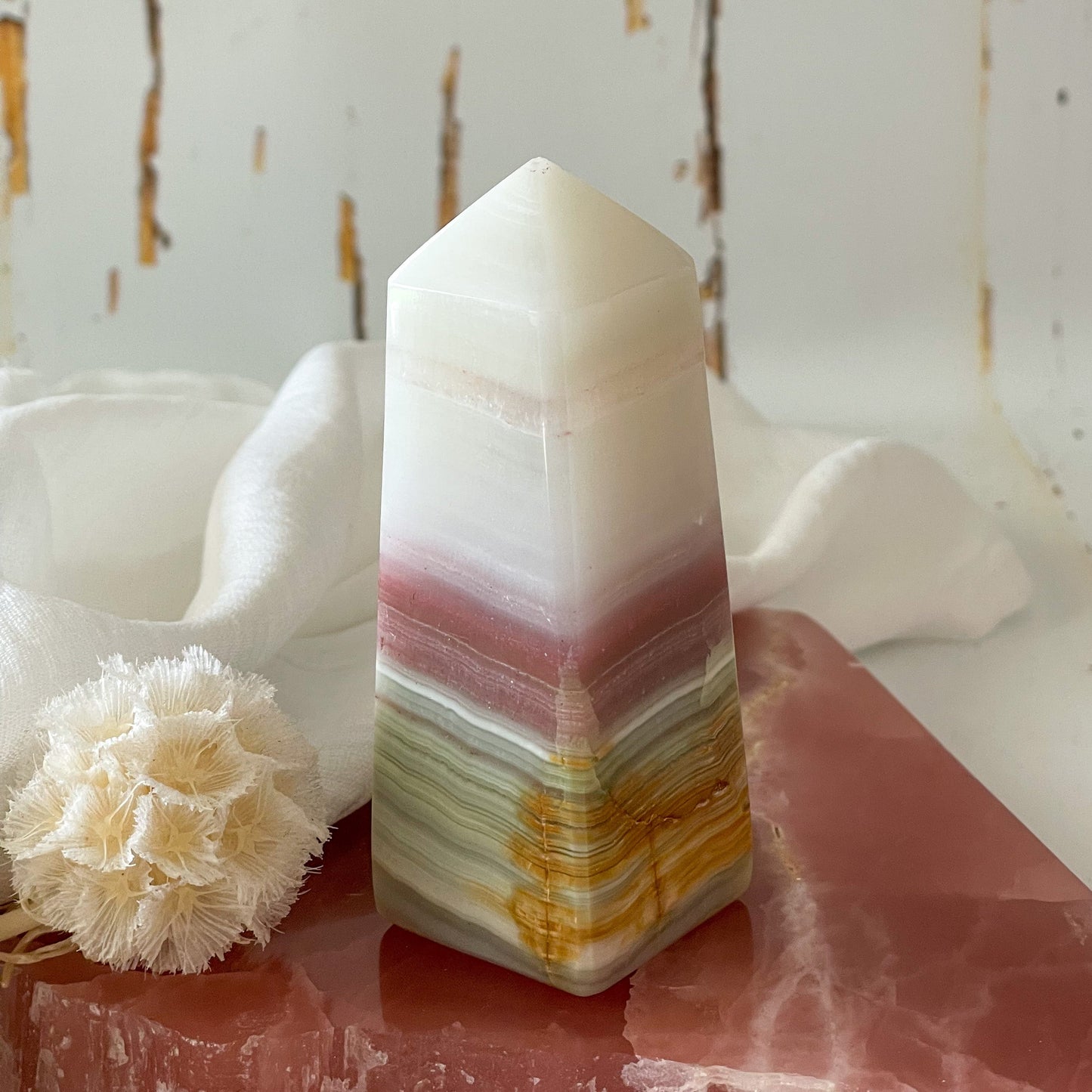 Pink Banded Onyx Tower #449-Happily Zen