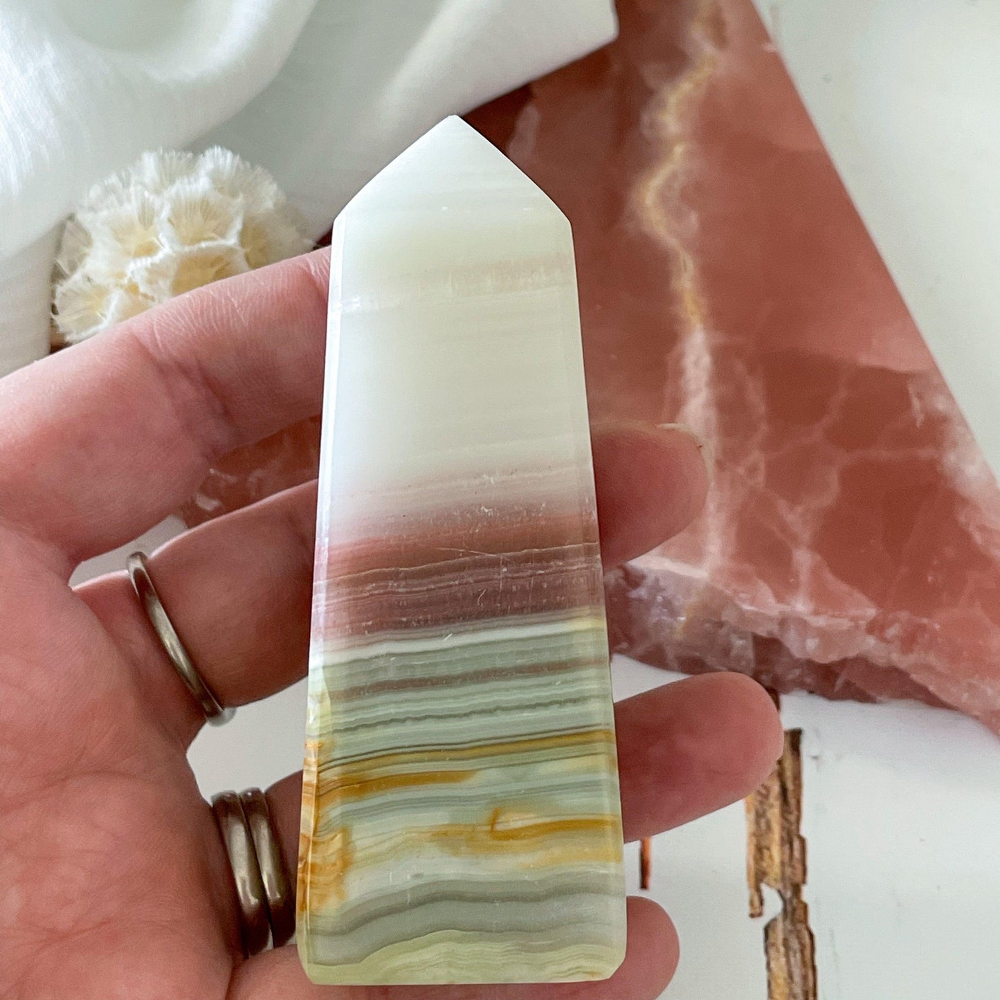 Pink Banded Onyx Tower #449-Happily Zen