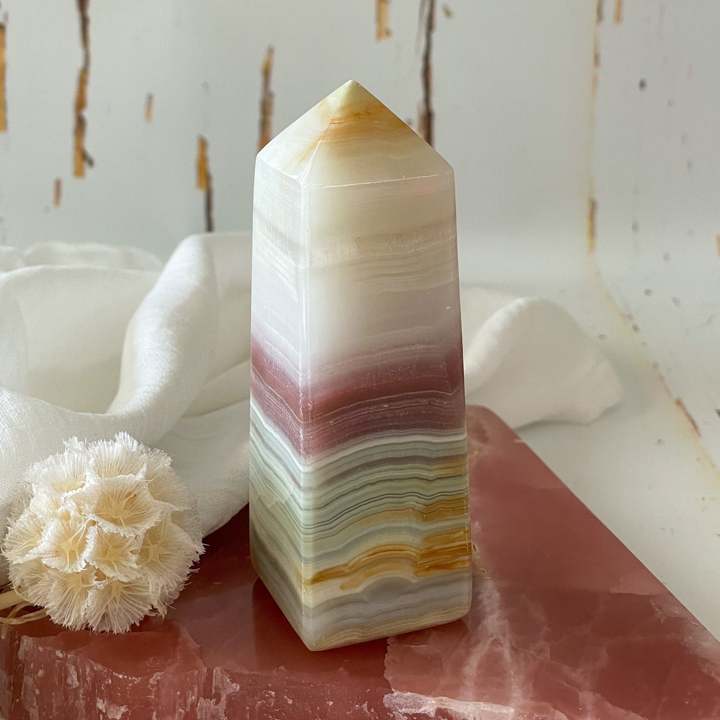 Pink Banded Onyx Tower #450-Happily Zen