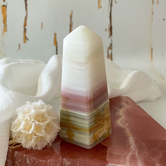 Pink Banded Onyx Tower #452-Happily Zen
