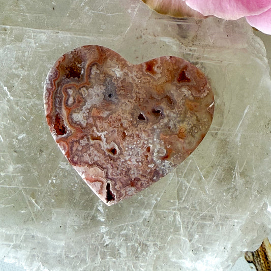 Pink Crazy Lace Agate Heart #1440-Happily Zen