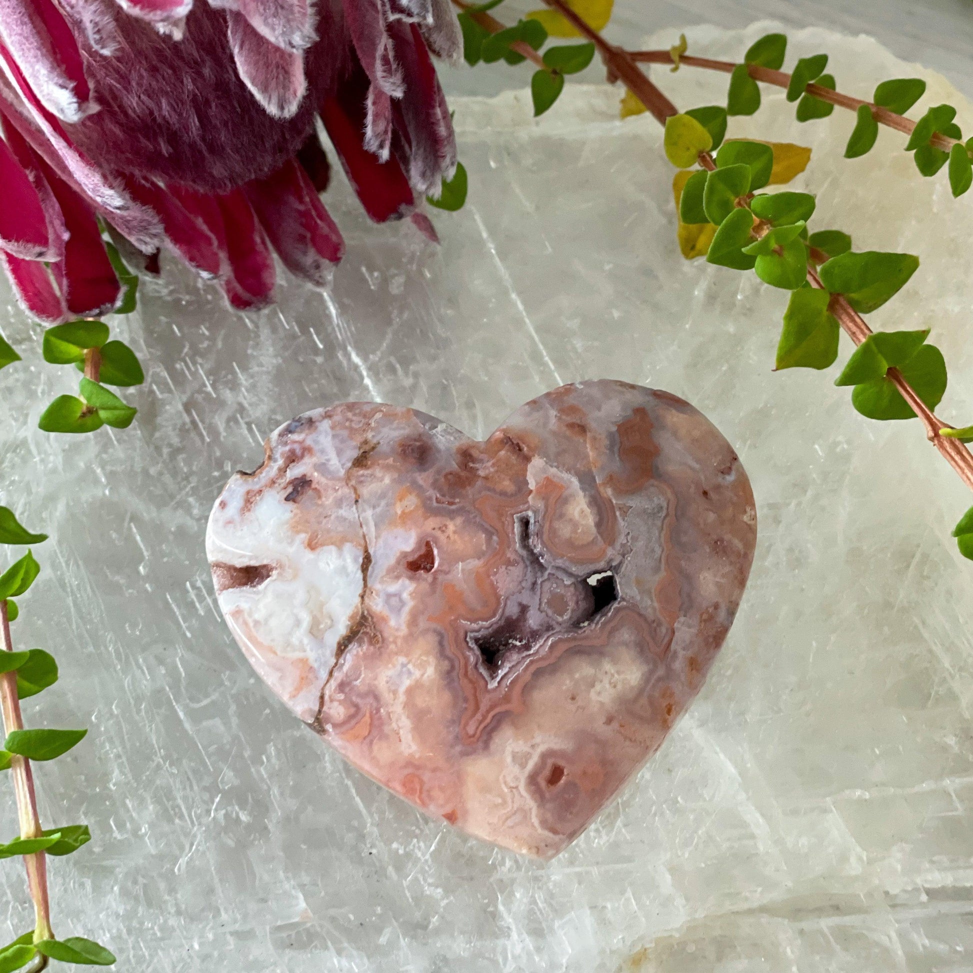 Pink Crazy Lace Agate Heart #256-Happily Zen