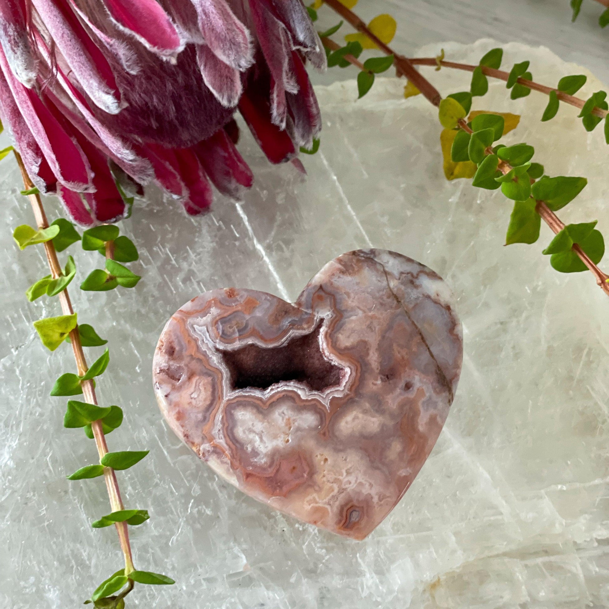 Pink Crazy Lace Agate Heart #256-Happily Zen