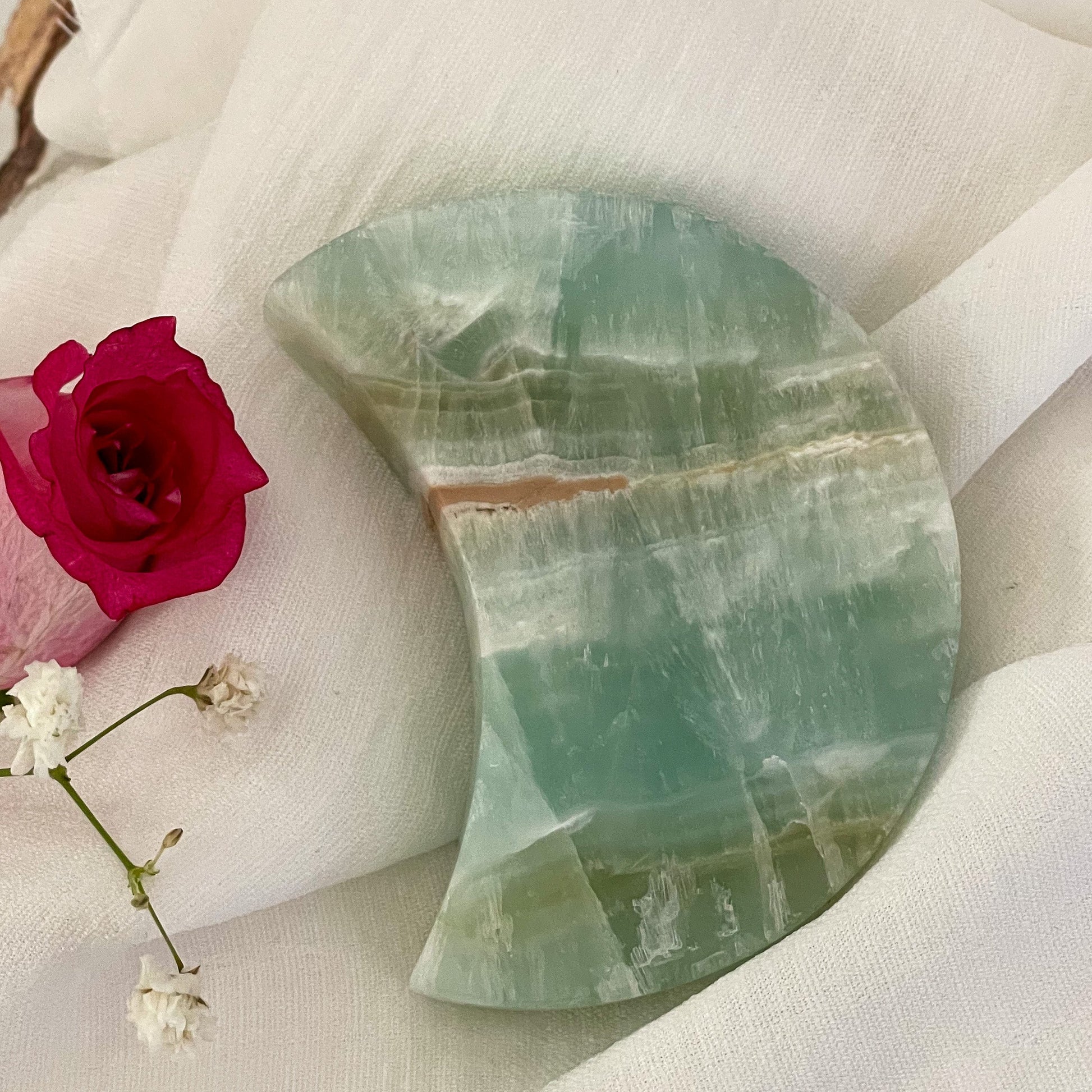 Pistachio Calcite Moon #457-Happily Zen