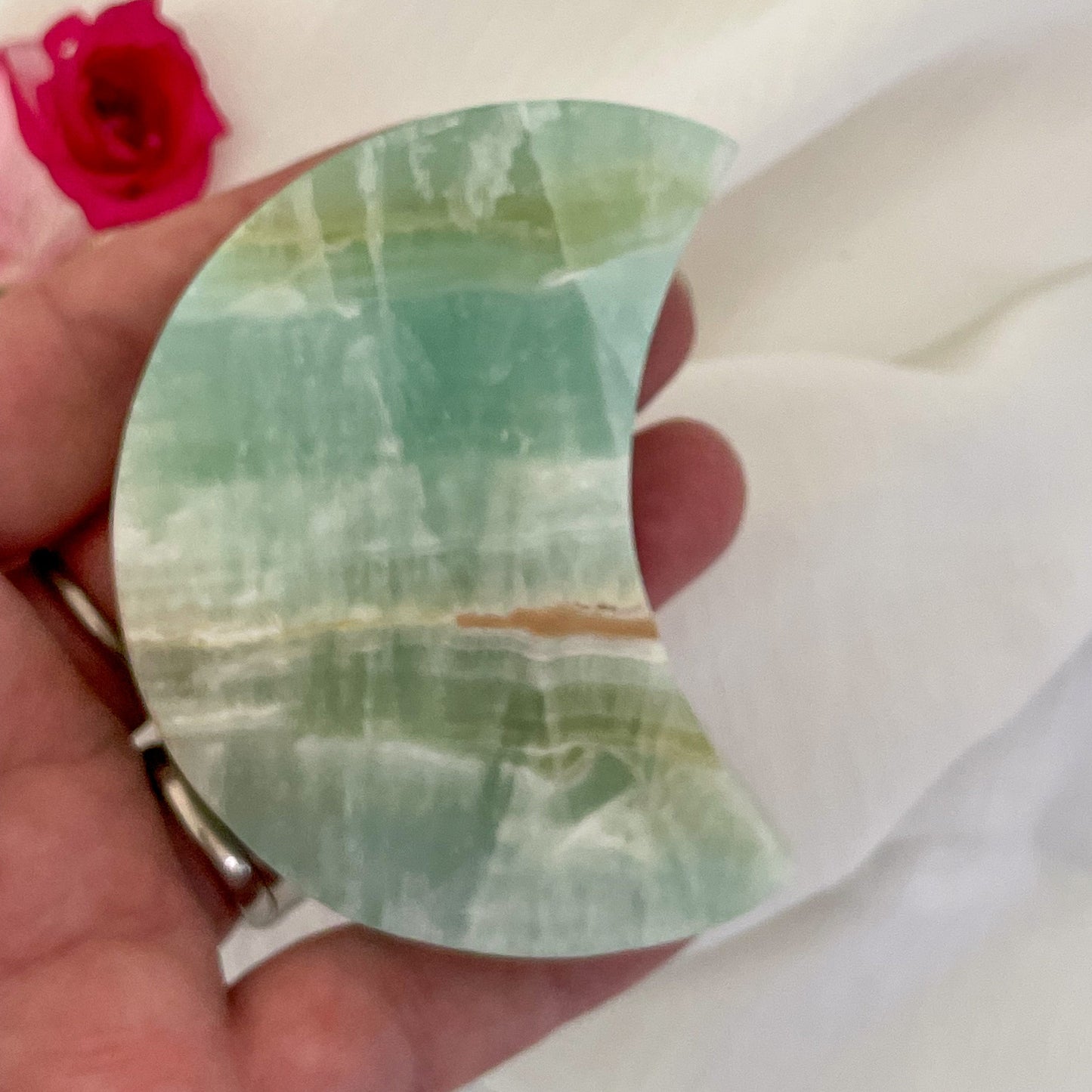 Pistachio Calcite Moon #457-Happily Zen