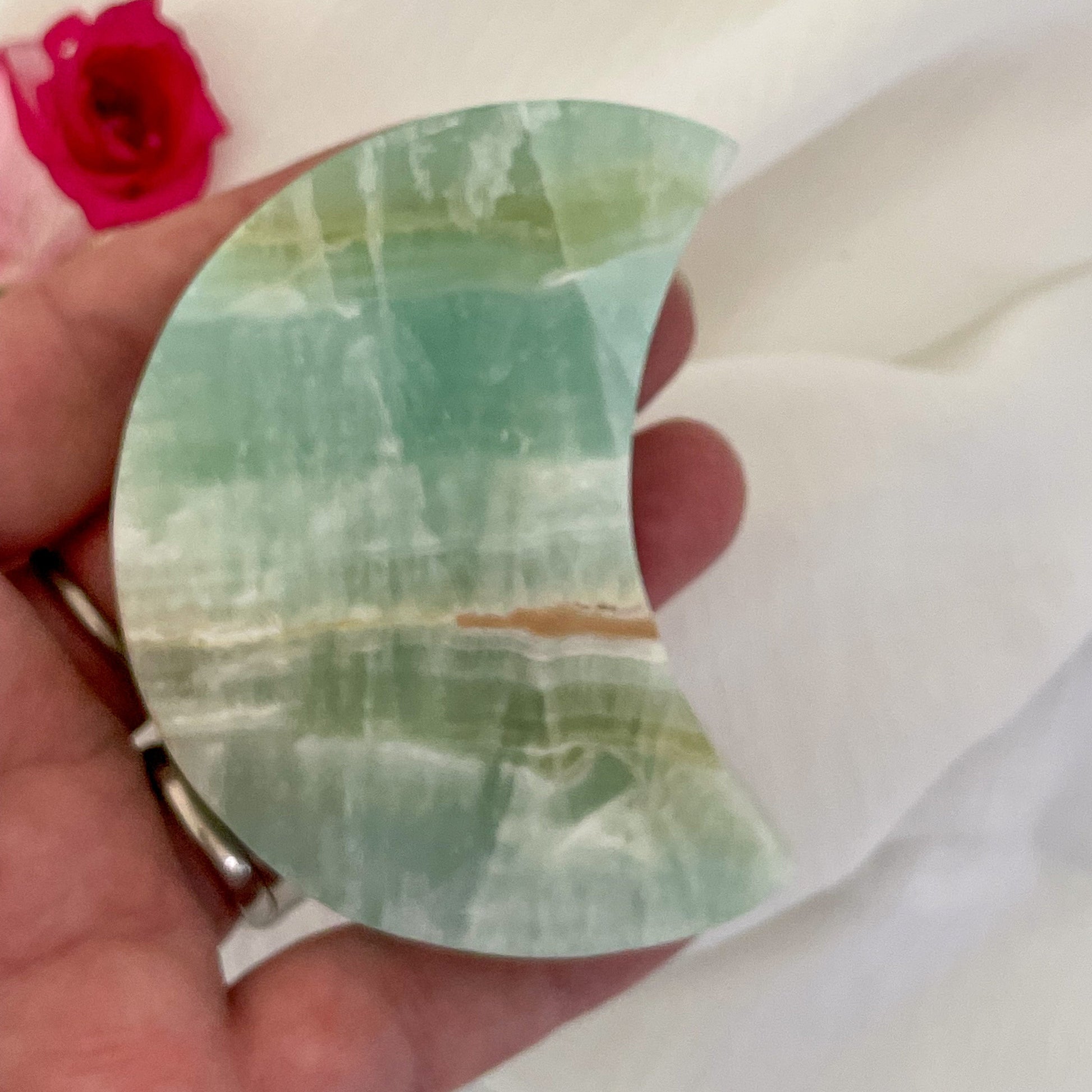 Pistachio Calcite Moon #457-Happily Zen