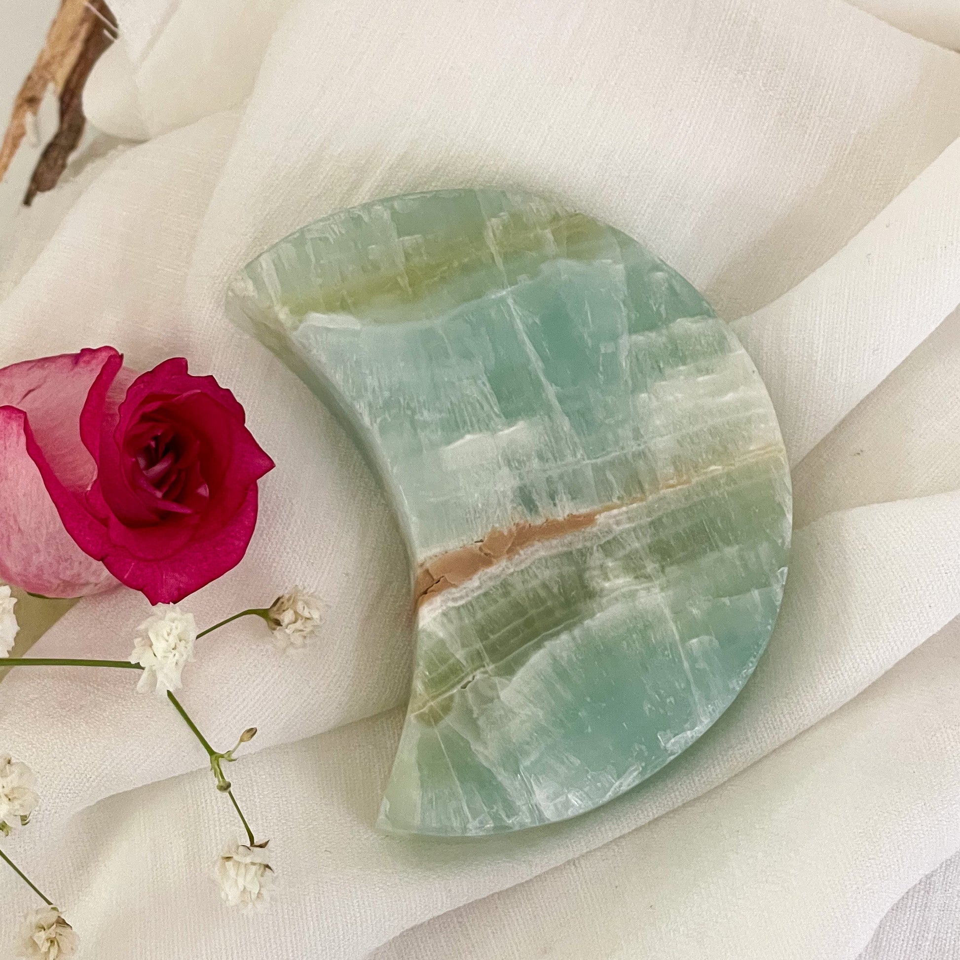 Pistachio Calcite Moon #457-Happily Zen
