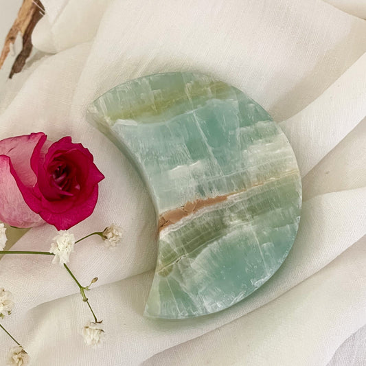 Pistachio Calcite Moon #457-Happily Zen