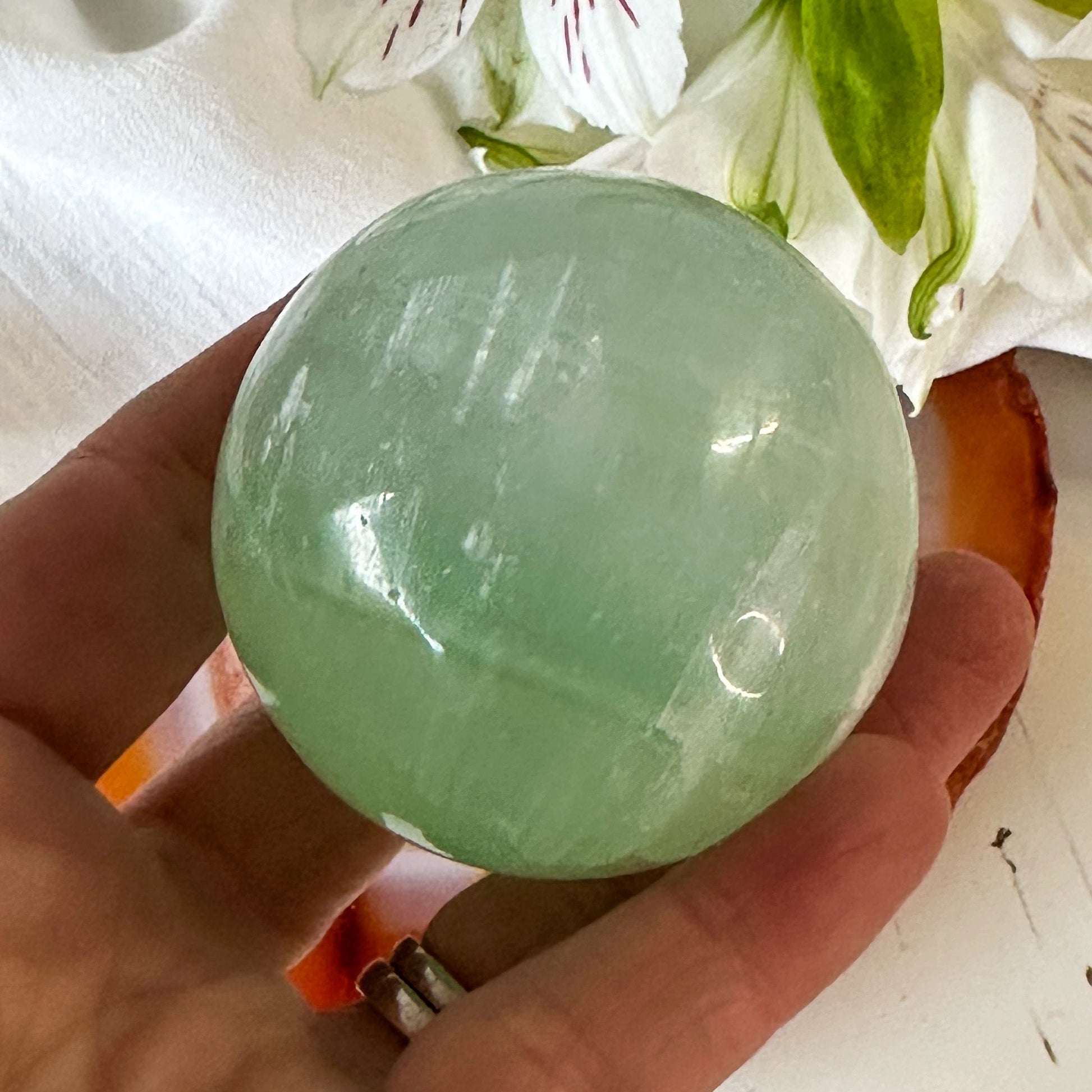 Pistachio Calcite Sphere #943-Happily Zen
