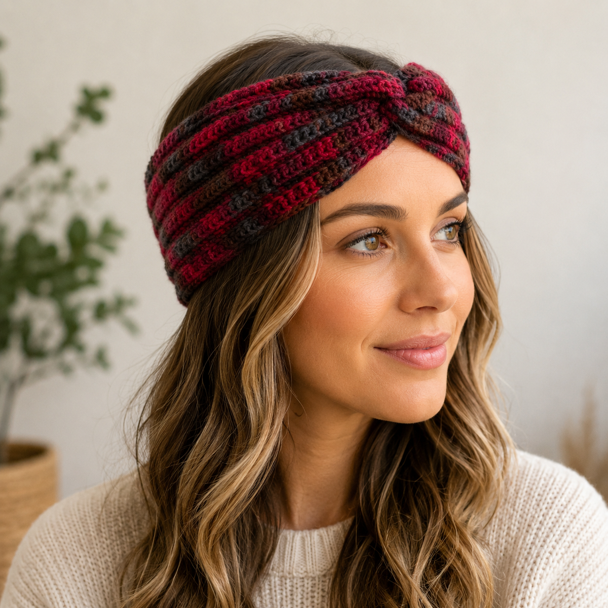 Pure Wool Crochet Headband #1055-Happily Zen