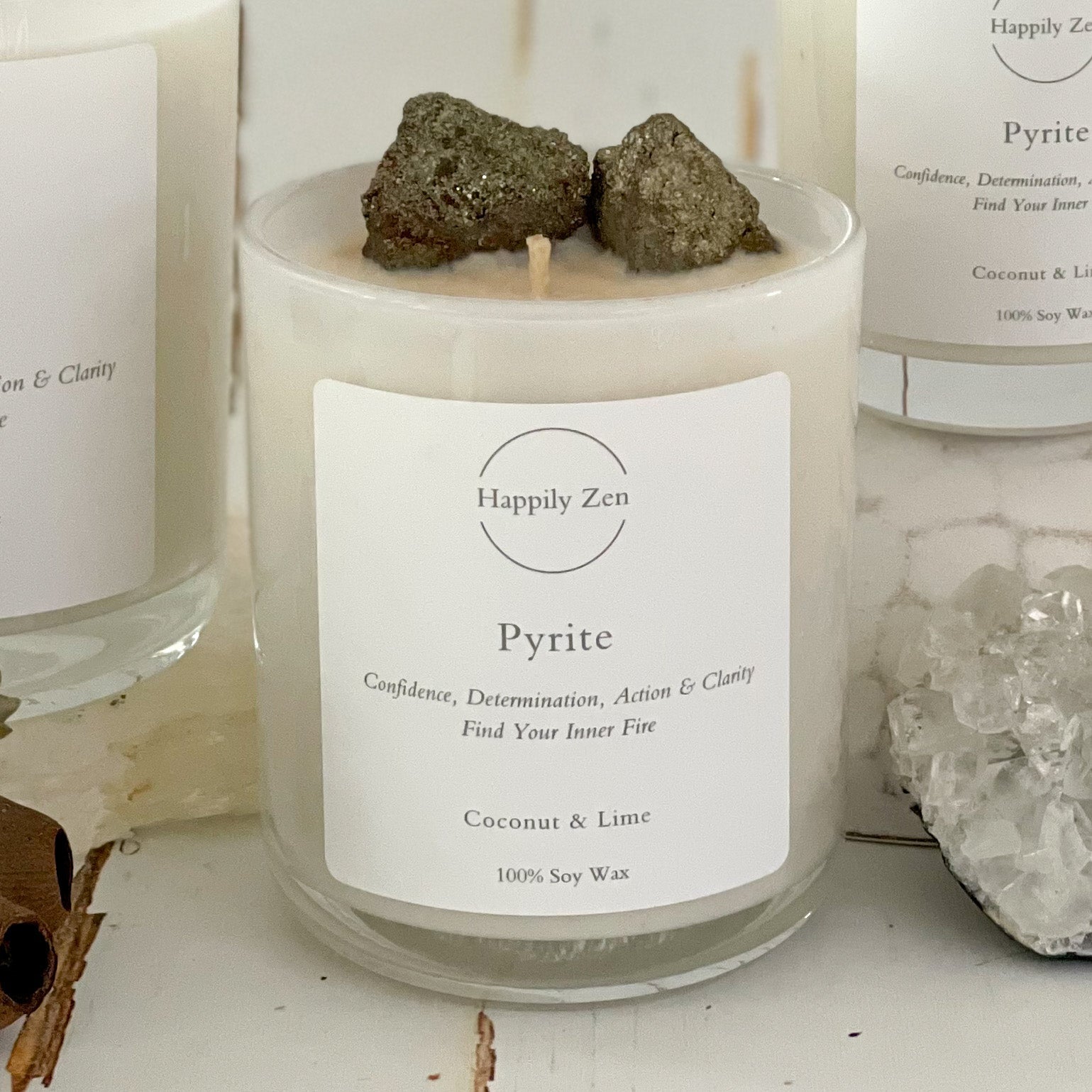 Pyrite - Coconut & Lime Candle-Happily Zen