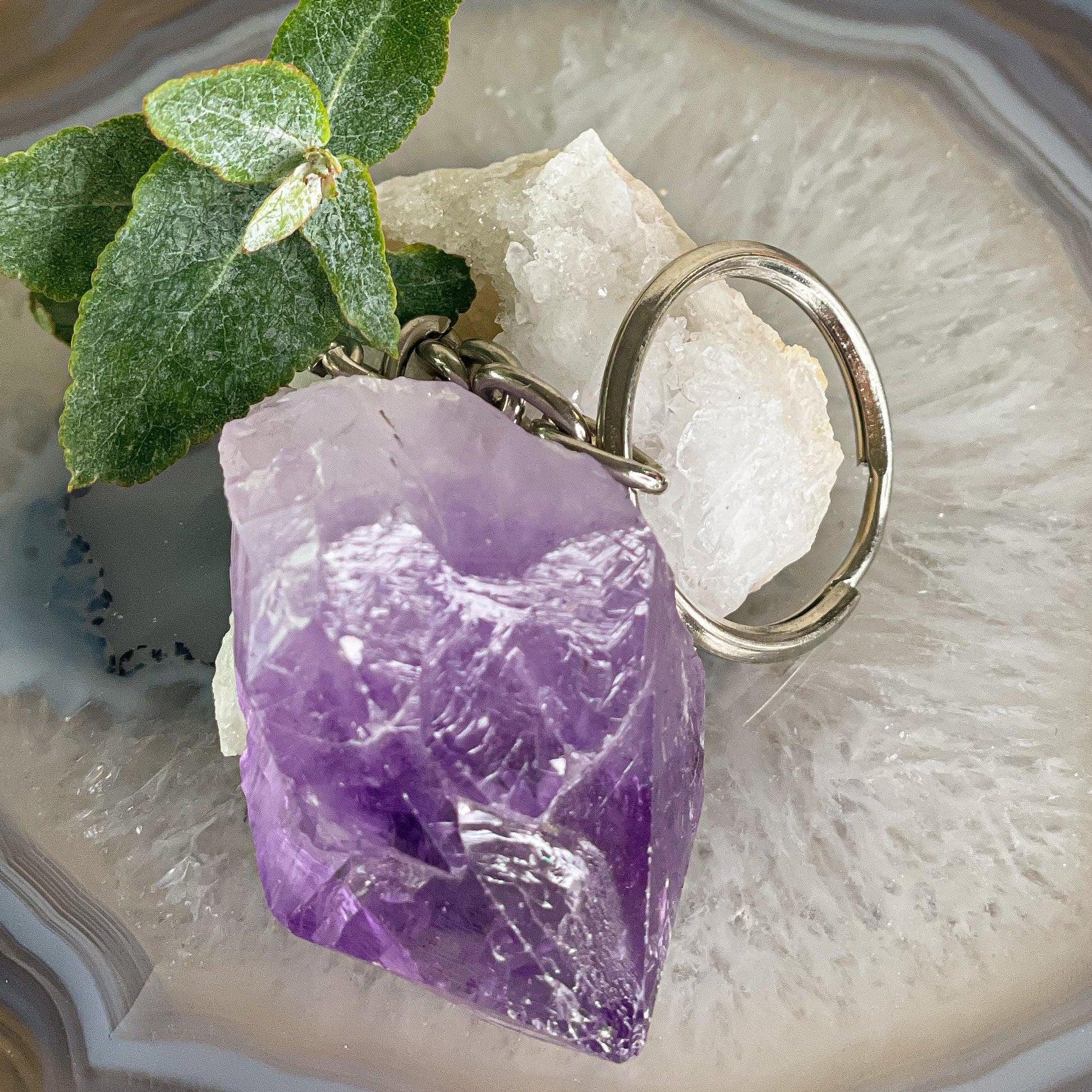 Raw Amethyst Keychain-Happily Zen
