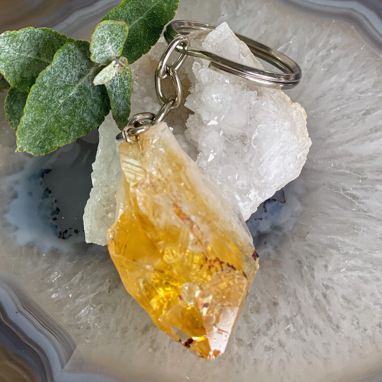 Raw Citrine Keychain-Happily Zen