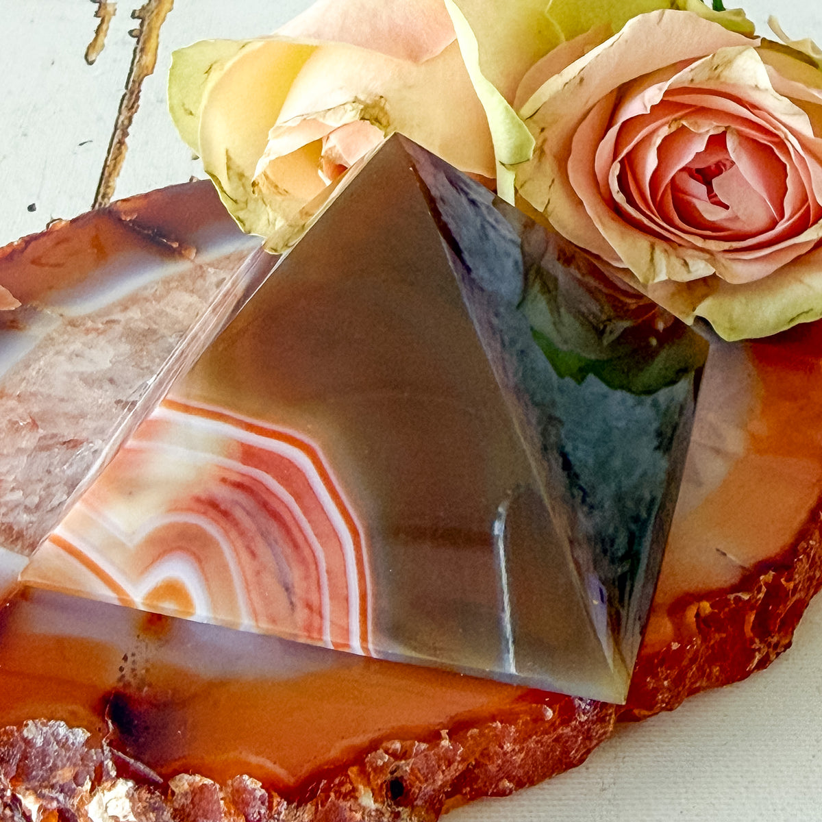 Red Agate Pyramid #1381-Happily Zen