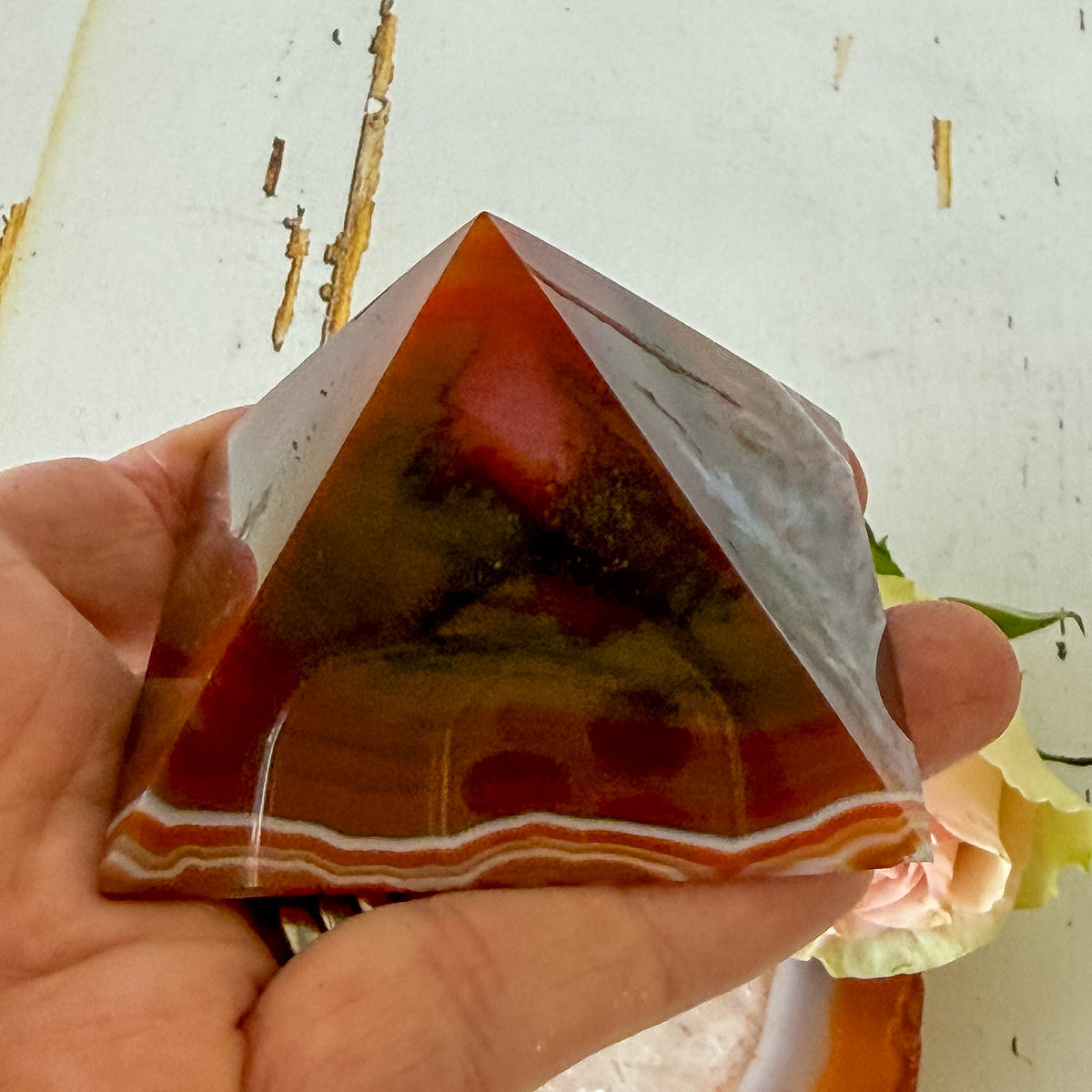 Red Agate Pyramid #1382-Happily Zen