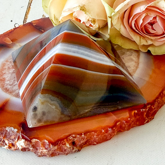 Red Agate Pyramid #1383-Happily Zen