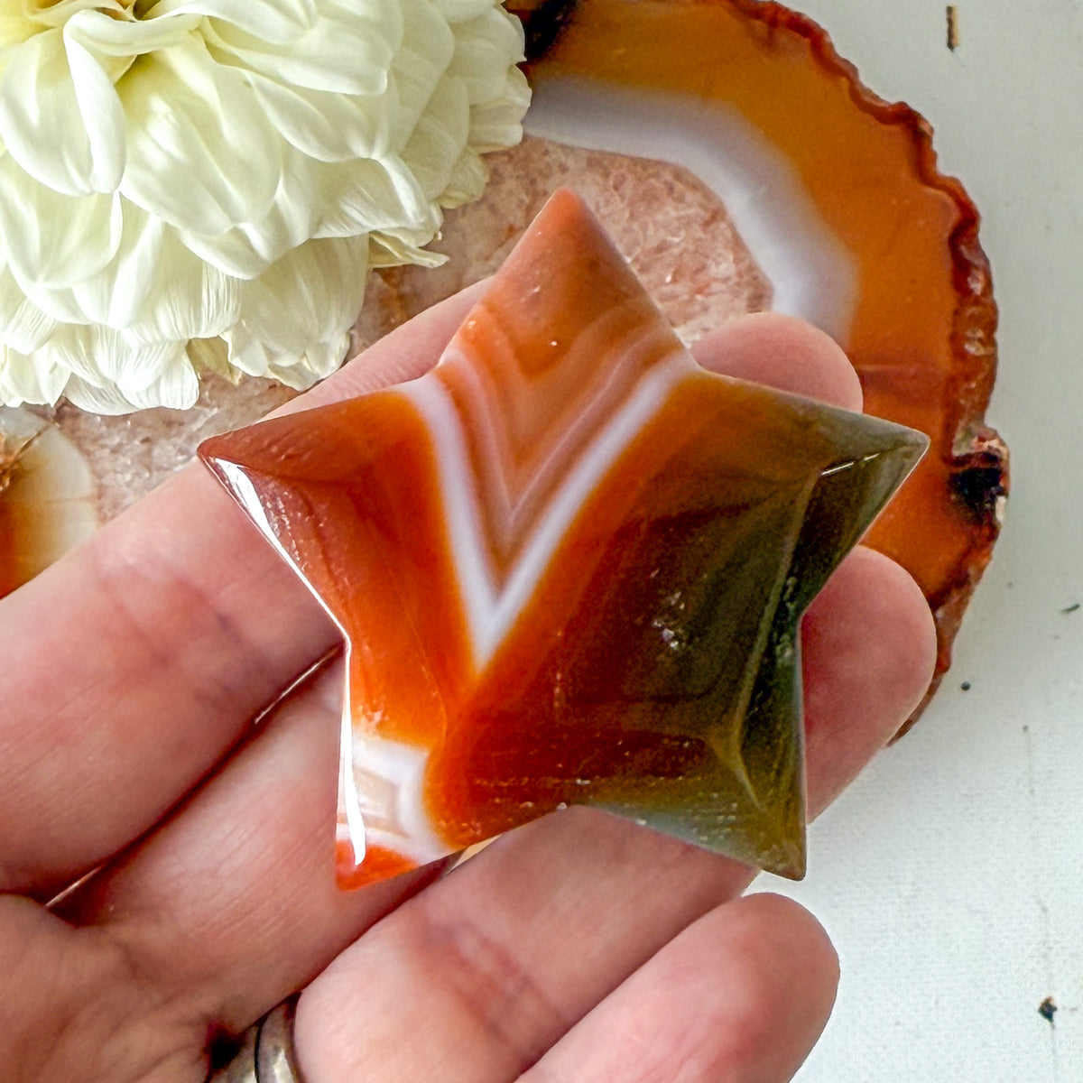 Red Agate Star #1191-Happily Zen