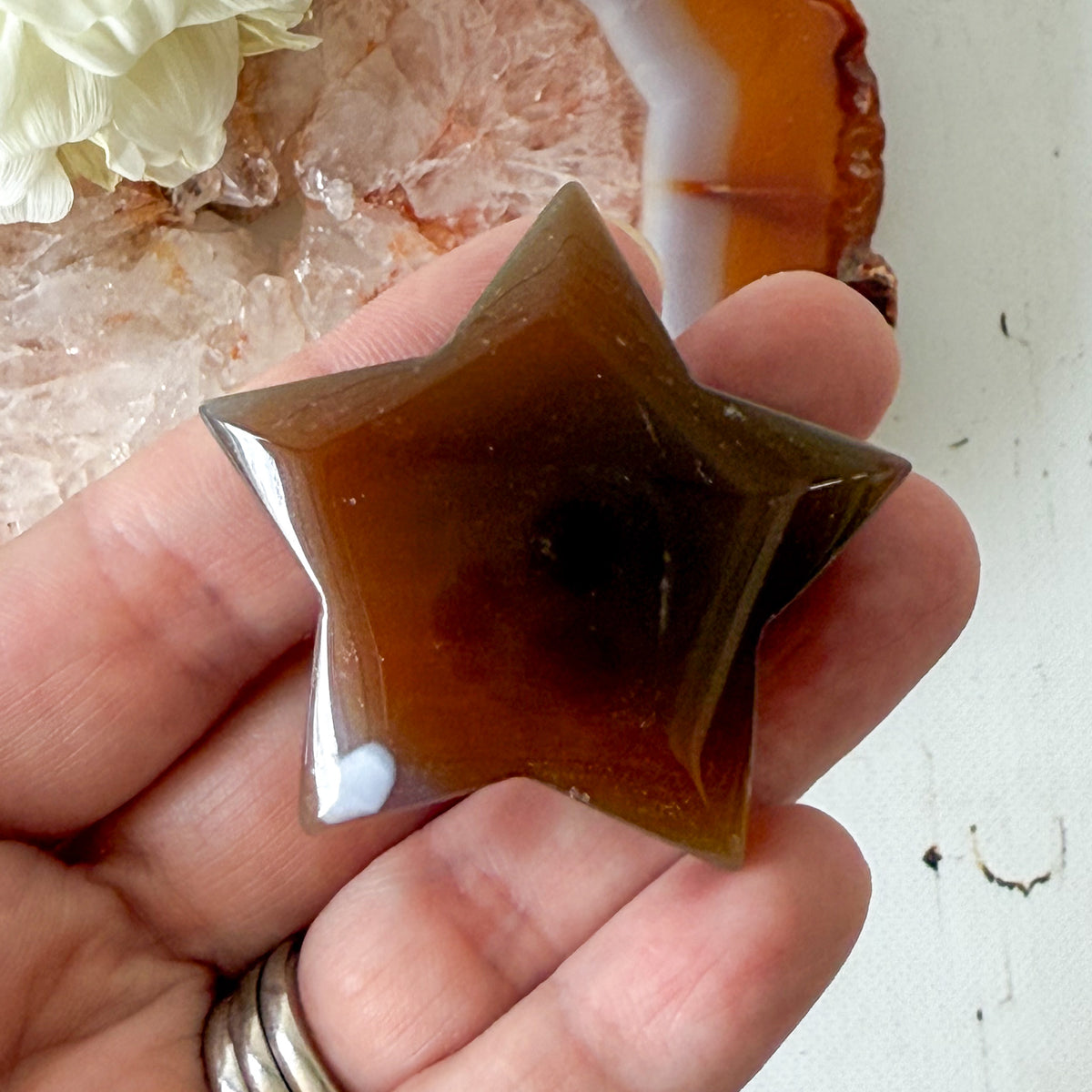 Red Agate Star #1195-Happily Zen