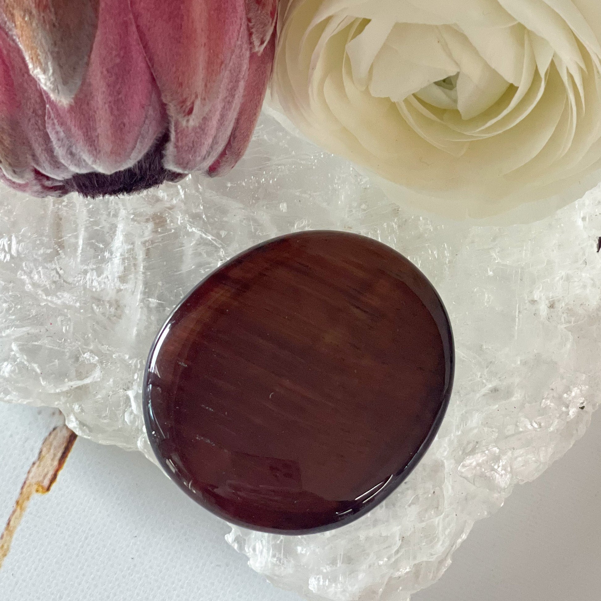 Red Tigers Eye Palm Stone #208-Happily Zen