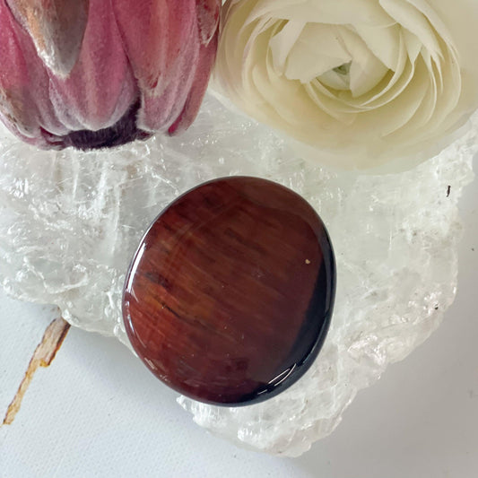 Red Tigers Eye Palm Stone #208-Happily Zen