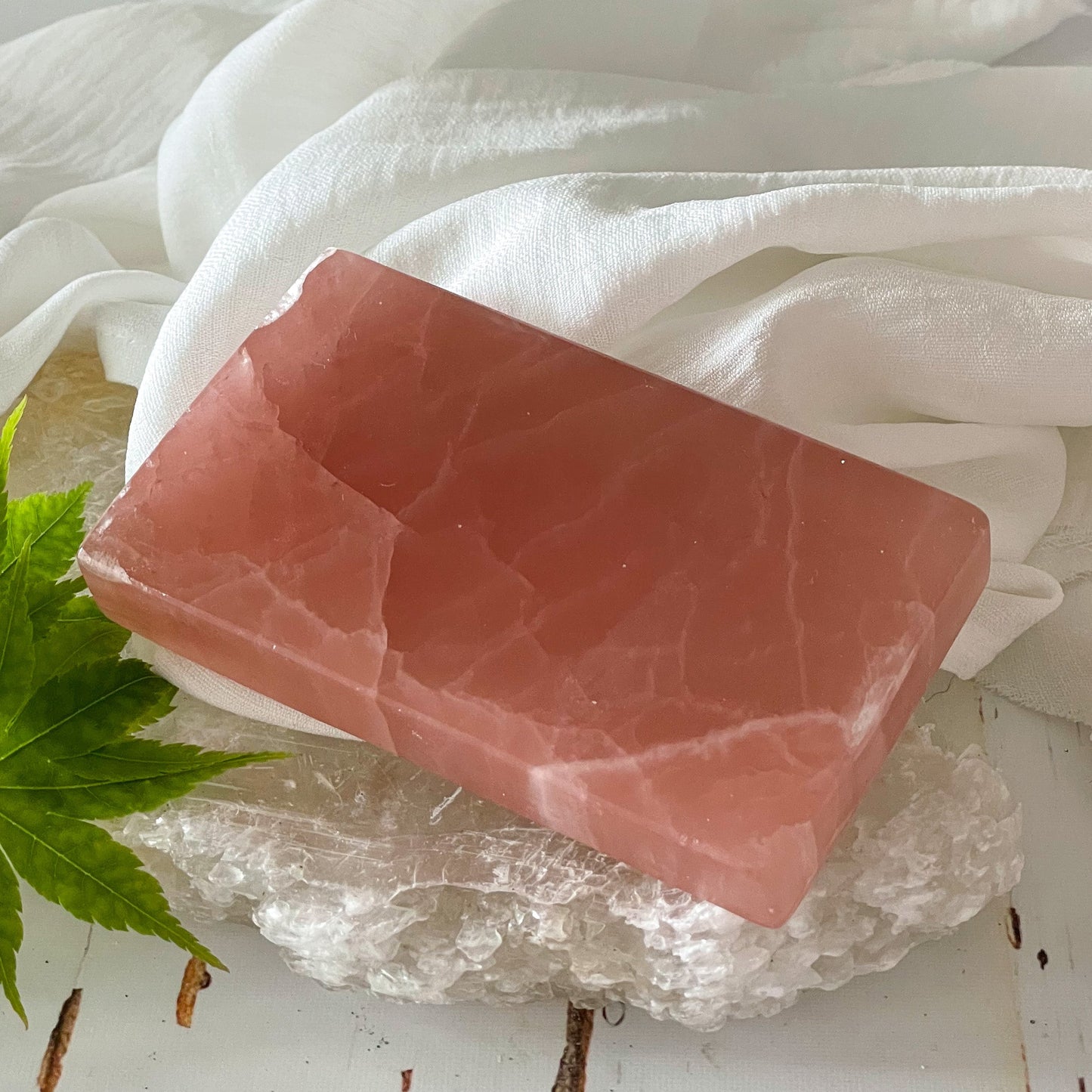 Rose Calcite Slice #458-Happily Zen