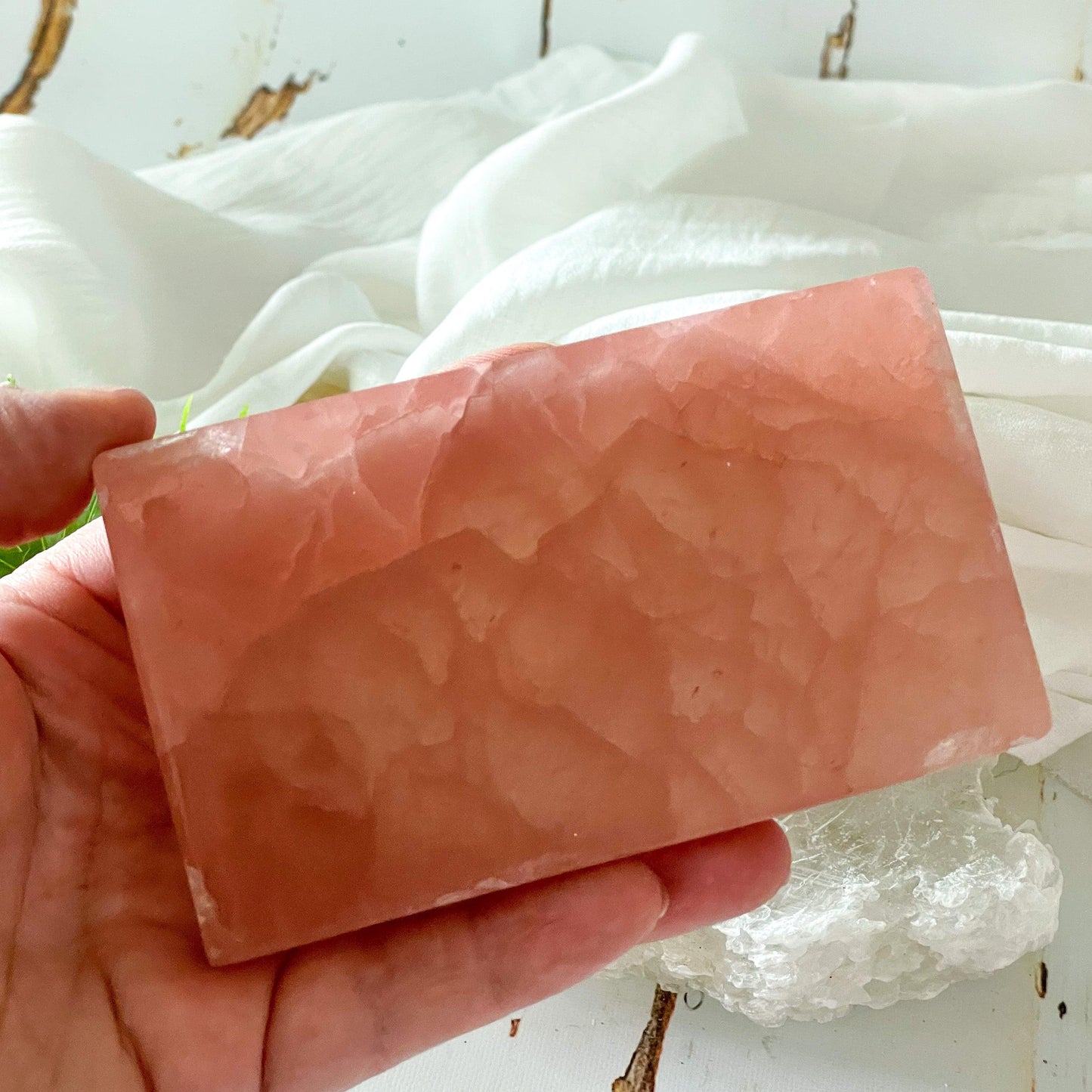 Rose Calcite Slice #458-Happily Zen