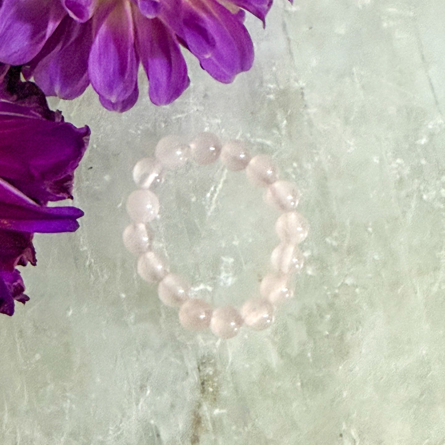 Rose Quartz Bead Ring #1320-Happily Zen