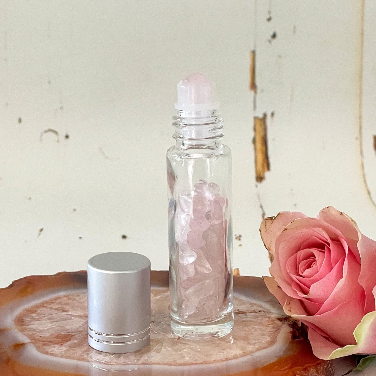 Rose Quartz Essential Oil Roller-Happily Zen