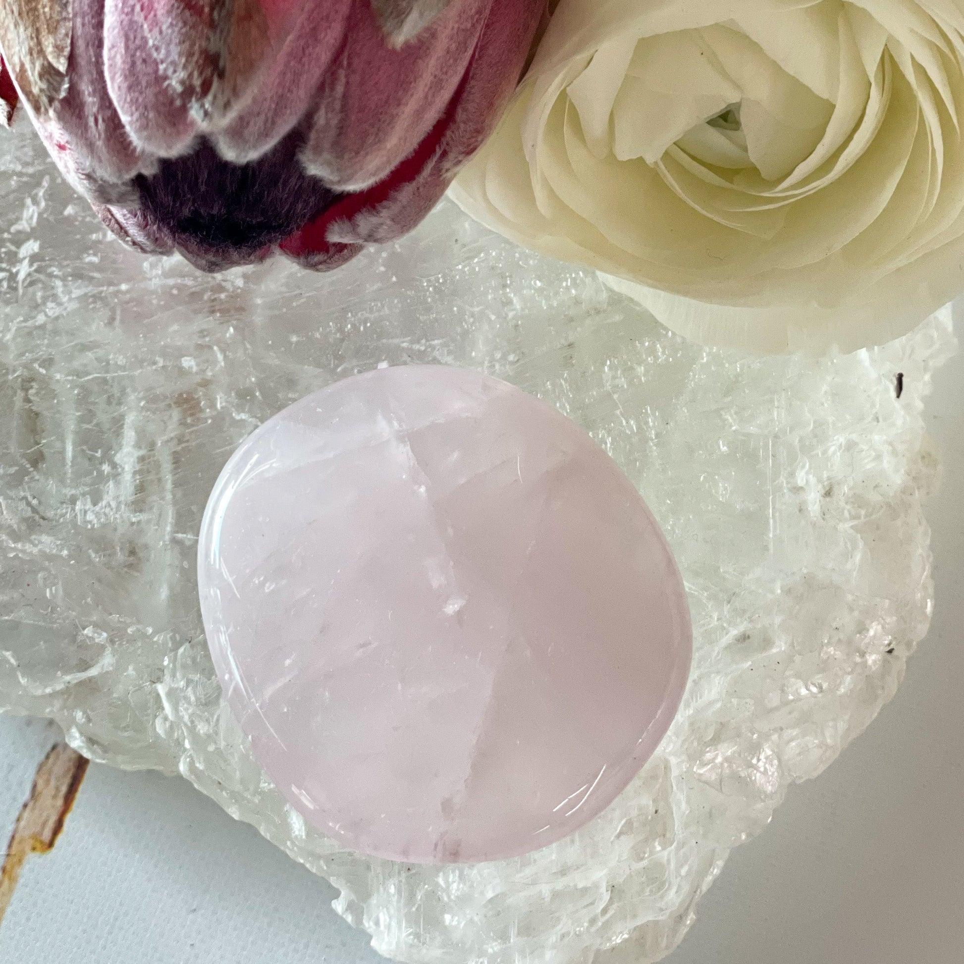 Rose Quartz Palm Stone #216-Happily Zen