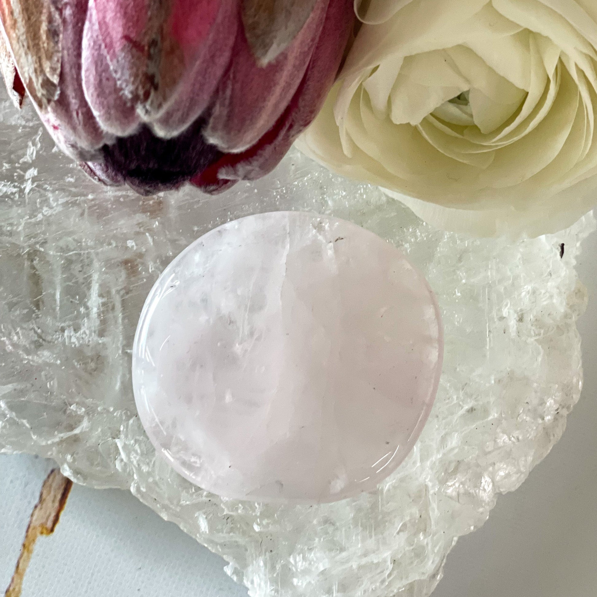 Rose Quartz Palm Stone #216-Happily Zen