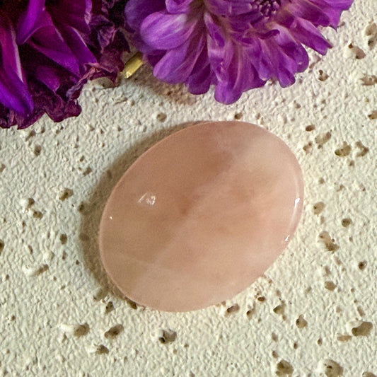 Rose Quartz Worry Stone #1324-Happily Zen