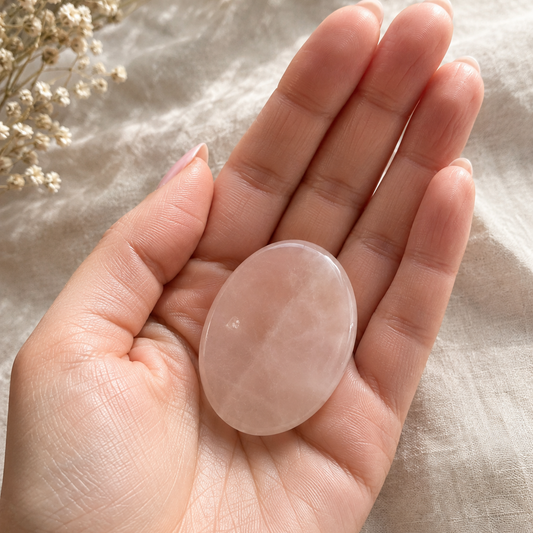 Rose Quartz Worry Stone #1324-Happily Zen