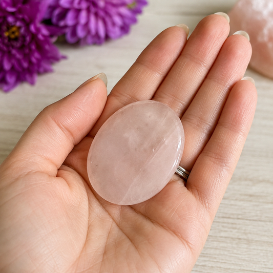 Rose Quartz Worry Stone #1325-Happily Zen