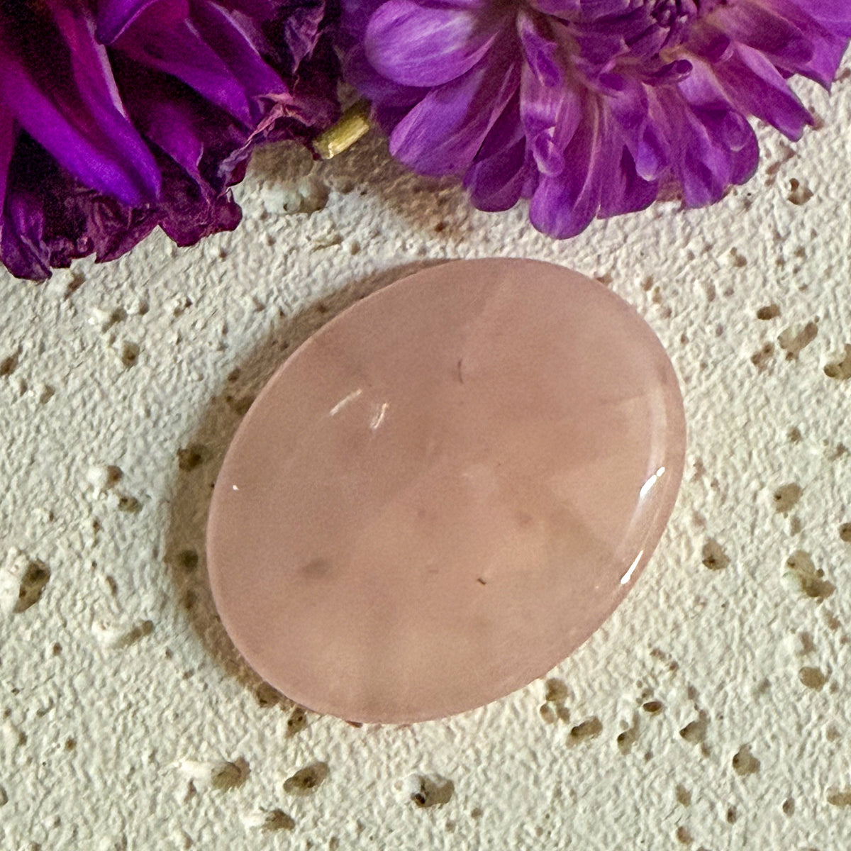 Rose Quartz Worry Stone #1326-Happily Zen