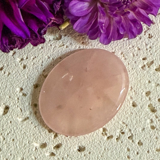 Rose Quartz Worry Stone #1326-Happily Zen