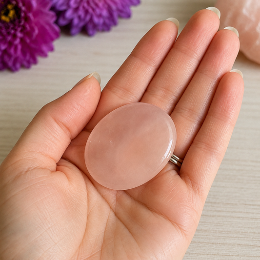Rose Quartz Worry Stone #1327-Happily Zen