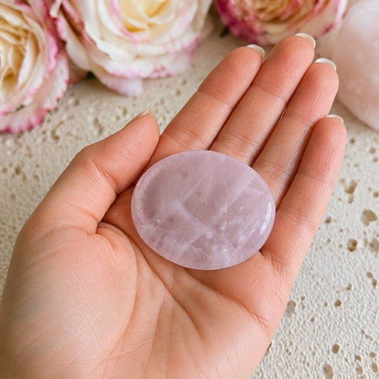 Rose Quartz Worry Stone #979-Happily Zen