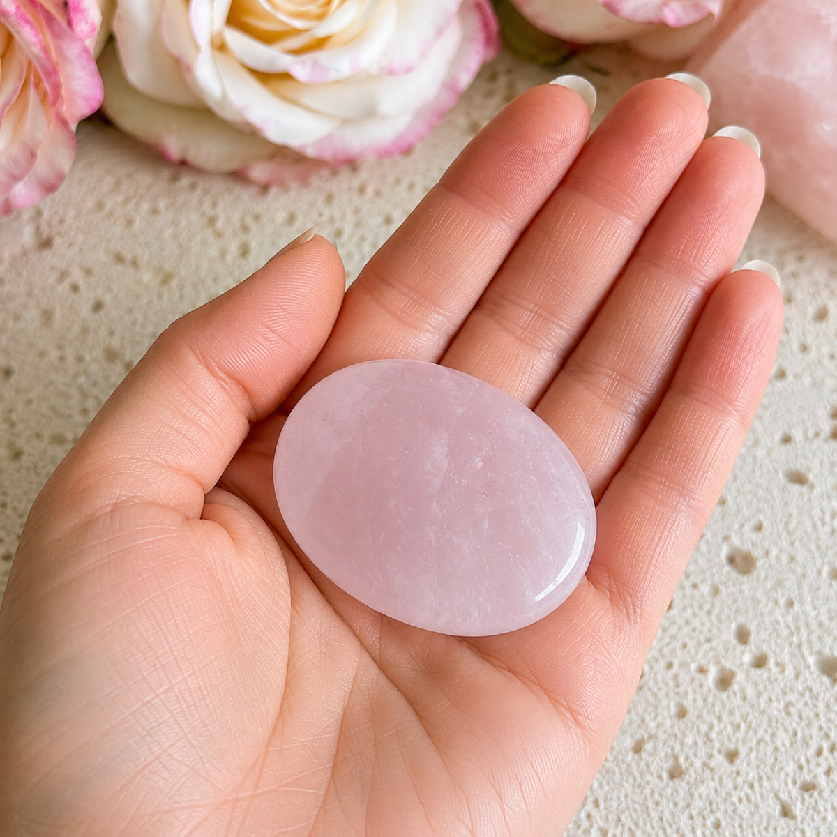 Rose Quartz Worry Stone #980-Happily Zen