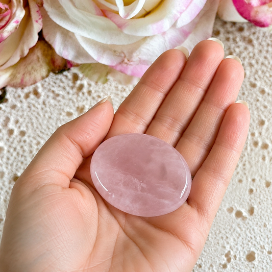 Rose Quartz Worry Stone #981-Happily Zen