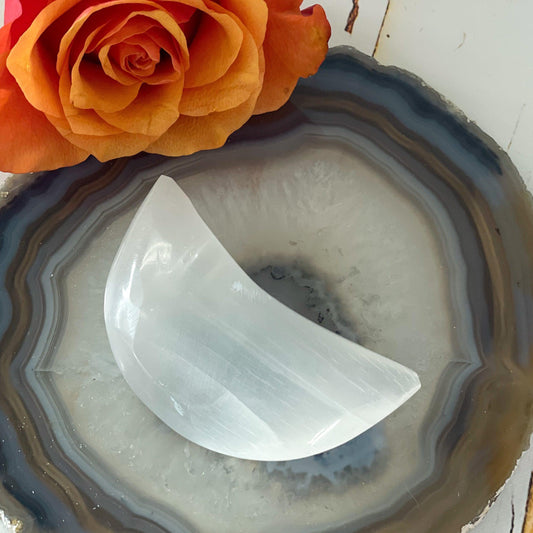 Selenite Moon - Intuitively Chosen-Happily Zen