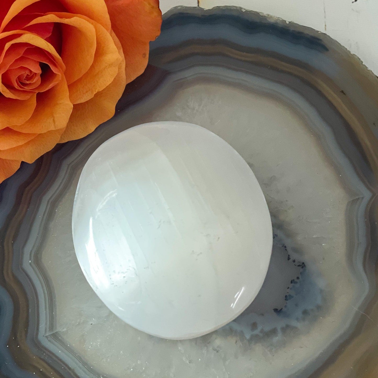 Selenite Palm Stone - Intuitively Chosen-Happily Zen