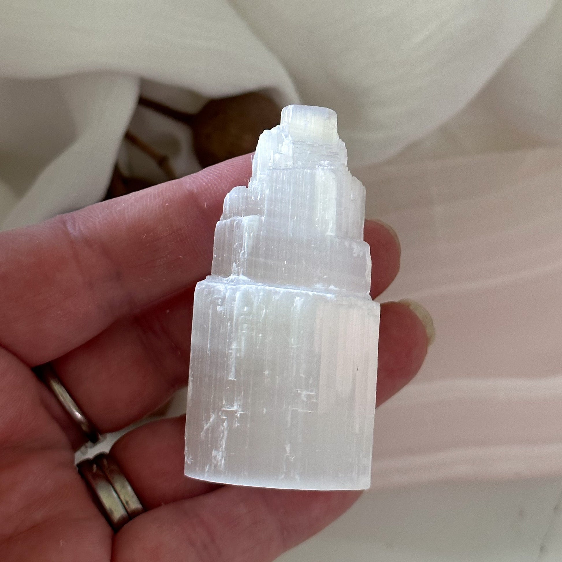 Selenite Tower #633-Happily Zen