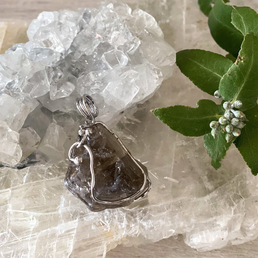 Smokey Quartz Wire Wrapped Pendant #234-Happily Zen