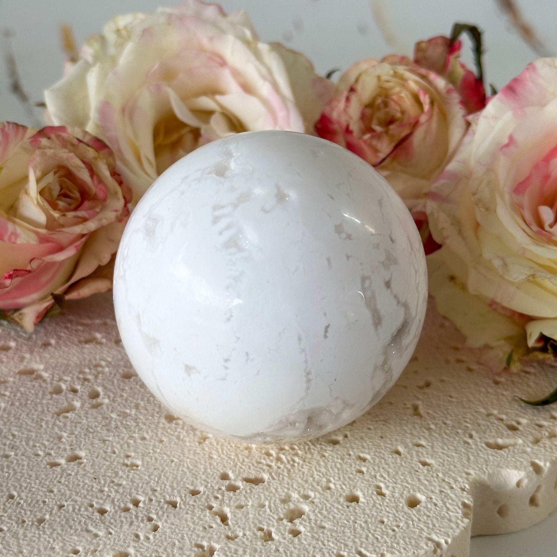Snow Agate Druzy Sphere #938-Happily Zen