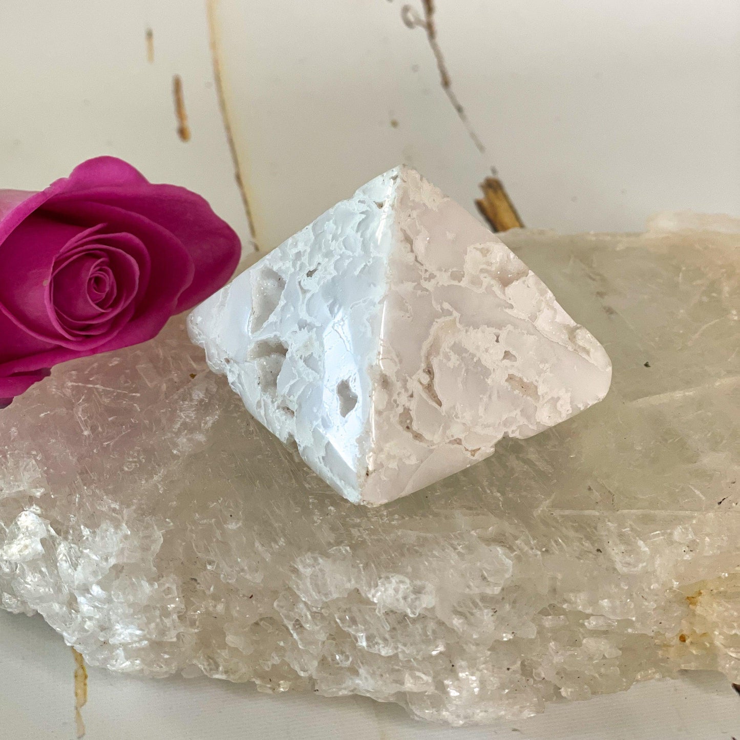 Snow Agate Pyramid #321-Happily Zen