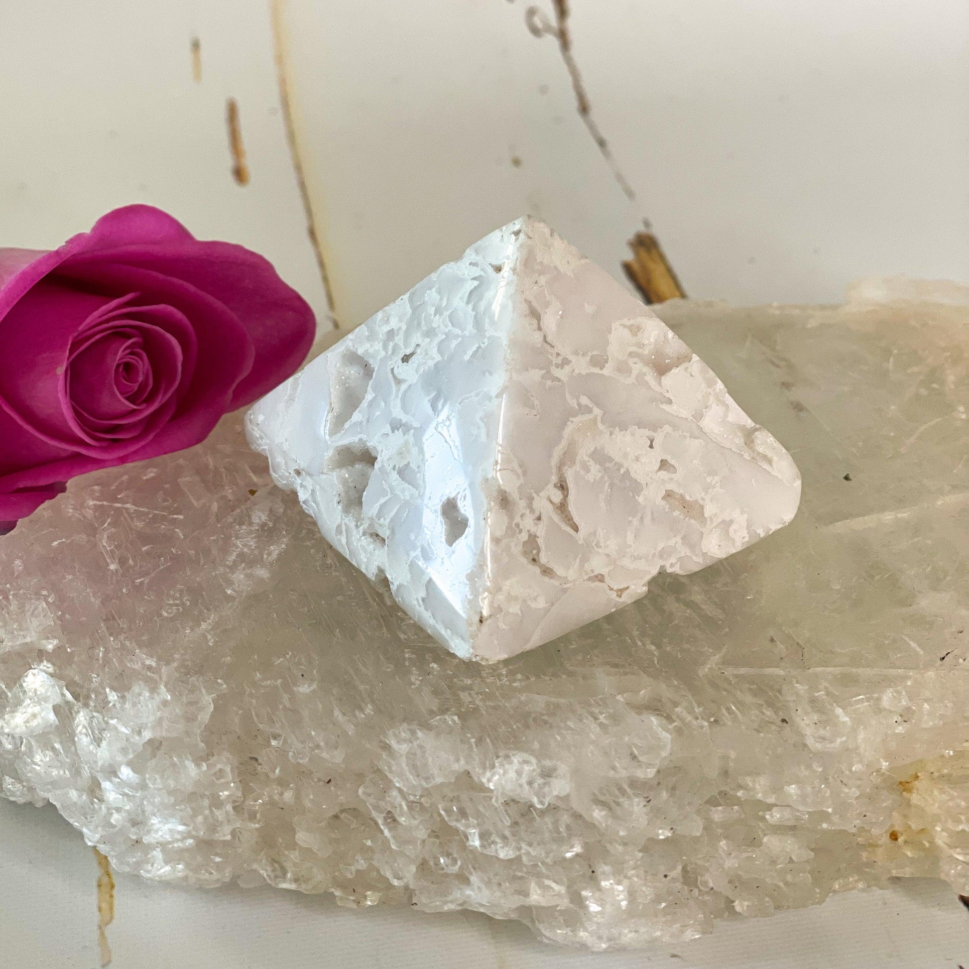 Snow Agate Pyramid #321-Happily Zen