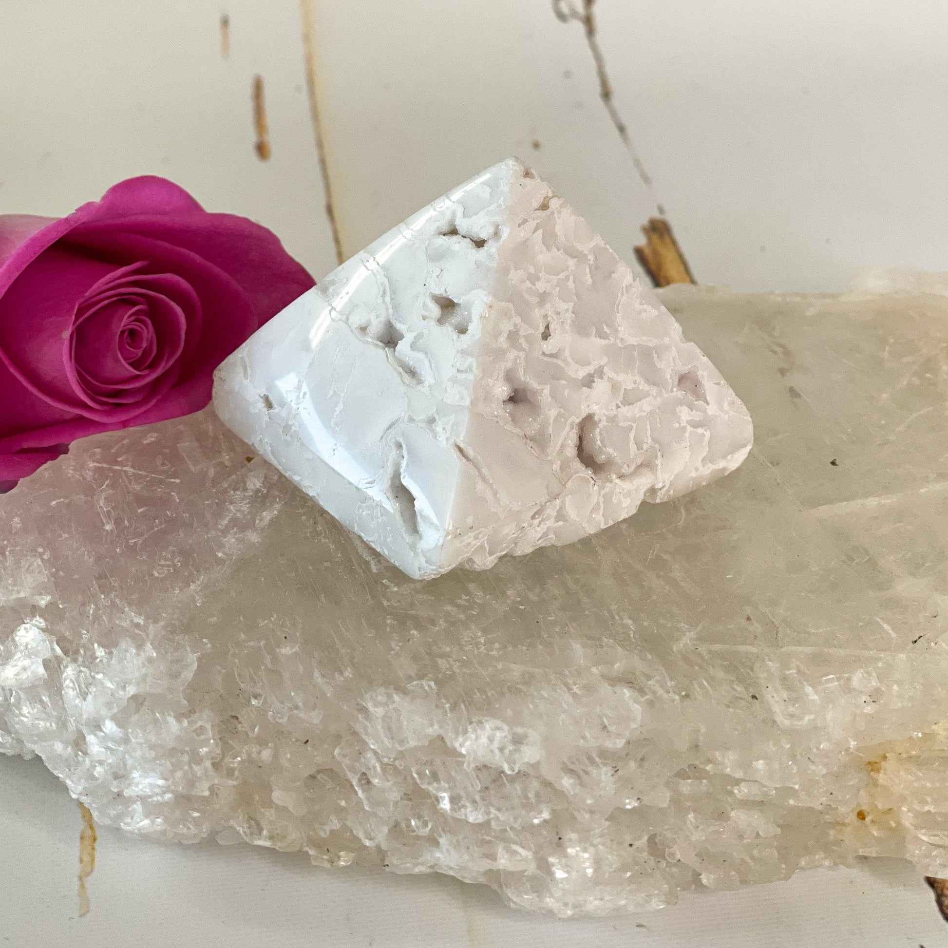 Snow Agate Pyramid #321-Happily Zen